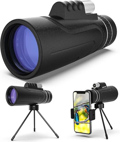 GRWANG 12X50 HD أحادي تلسكوب رؤية واضحة للبالغين والأطفال، مقاوم للماء BAK4 منشور أحادي العين لمشاهدة الطيور والصيد والتخييم، هدايا رائعة للرجال في الهواء الطلق، مع محول الهاتف الذكي وحامل ثلاثي القوائم in Kuwait