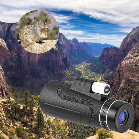 GRWANG 12X50 HD أحادي تلسكوب رؤية واضحة للبالغين والأطفال، مقاوم للماء BAK4 منشور أحادي العين لمشاهدة الطيور والصيد والتخييم، هدايا رائعة للرجال في الهواء الطلق، مع محول الهاتف الذكي وحامل ثلاثي القوائم in Kuwait
