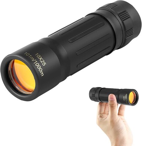 بيليشي تلسكوب أحادي العدسة صغير بحجم 10 × 25 عالي الطاقة وصغير وخفيف الوزن لمشاهدة الطيور والصيد والتخييم والسفر in Kuwait