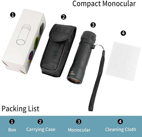 بيليشي تلسكوب أحادي العدسة صغير بحجم 10 × 25 عالي الطاقة وصغير وخفيف الوزن لمشاهدة الطيور والصيد والتخييم والسفر in Kuwait