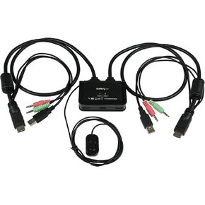ستارتيك. محول منفذ عرض كيه في ام بمنفذين من كوم - 4K 60Hz مدمج مزدوج Uhd Dp 1.2 USB مع كابلات 4 قدم ومحول صوتي يعمل عن بعد لجهاز ماك بوك ثينك باد (Sv211Dpua4K)