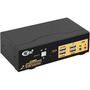 CKL Triple Monitor HDMI KVM Switch 2 Port with Audio and USB 2.0 HUB, PC Monitor Keyboard Mouse Switcher Box Mirrored or Extended Display 4K@30Hz for Computers and Laptops CKL-923HUA in Kuwait