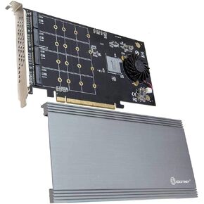 Syba Quad M.2 NVMe Ports to PCIe 3.0 x16 Interface x8 Bandwidth Bifurcation Riser Controller - Support Non-Bifurcation Motherboard (SI-PEX40157) in Kuwait