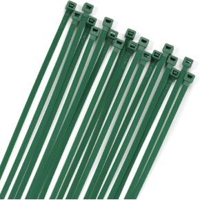 XINGO 100PCS Cable Zip Ties Heavy Duty, Premium Nylon Plastic Wire Ties with 50 Pounds Tensile Strength, Self-Locking Black Nylon Zip Ties for Indoor and Outdoor (16 inch, Dark Green) in Kuwait