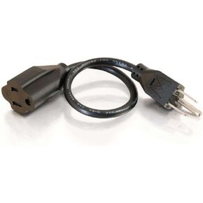 C2G 03137 18 AWG Short Extension Cord, Power Cord, 1 Foot (0.30 Meters), Black