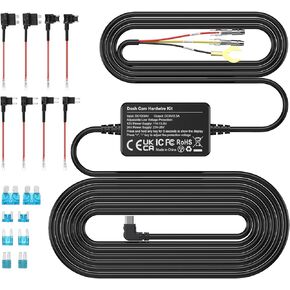 OMBAR Dash Cam Hardwire Kit, 11.5ft Micro USB Hard Wire Kit Fuse for Dashcam, 12V-24V to 5V Car Dash Camera Charger Power Cord, Low Voltage Protection, Enable Parking Mode for DC21, DC42 in Kuwait