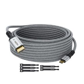 Elecan USB C to HDMI Cable 25 Ft, 4K@60Hz HDR, Gold-Plated Braided High-Speed USB 3.1 Type-C to HDMI 2.0 Cord Thunderbolt 3 Compatible for Galaxy MacBook Pro/Air iPad Pro Surface Dell HP with 5 Ties