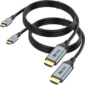 USB C to HDMI Cable 6ft 2-Pack, 4K@60HZ USB Type-C to HDMI 6 Feet, USBC to HDMI Cord Compatible [Thunderbolt 3 Compatible] for MacBook Pro/Air, iMac, iPad Pro, Galaxy S20 S10, Surface and More