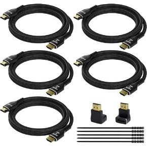 4K HDMI Cable 15 Feet (5 Pack), Ultra HD HDMI 2.0 Cable, Nylon Braided & Gold-Plated Connectors, 4K @ 60Hz, 2K,1080P, HDCP 2.2, ARC, Bulk HDMI Cables for Laptop, Monitors, HDTV, PS5, Xbox One & More in Saudi Arabia