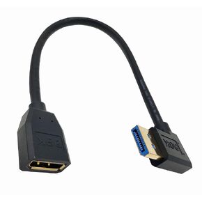 Qaoquda DisplayPort 1.4 Cable, 8K DP Extension Cable, 2Ft 90 Degree Angled 8K DisplayPort (DP) Male to Female (8K/60Hz, 4k/144Hz) Extension Cord for with DP PC/Laptop (Down Angle 60cm/2Ft)
