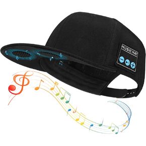 قبعة مع مكبر صوت بلوتوث قابل للتعديل بمنفذ USB نوع سي، قبعة بلوتوث لاسلكية ذكية للرياضة في الهواء الطلق، قبعة بيسبول للرجال/النساء/الفتيان/الفتيات، اسود in Kuwait