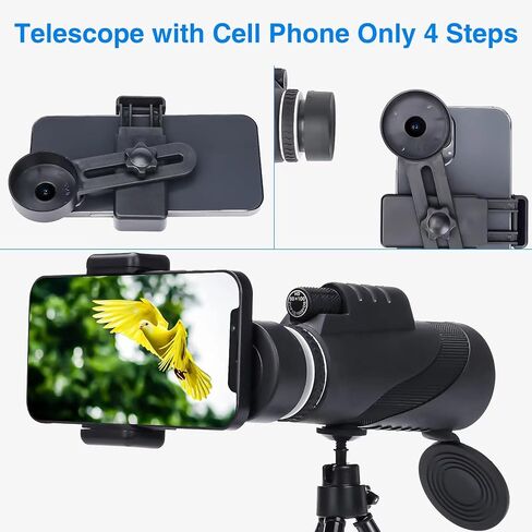 80x100 High Powered Monocular Telescope for Smartphone, AMESEDAK Compact & Portable High Definition Monocular for Adults with Low Night Vision, High Powered Telescope with Smartphone Adapter in Kuwait