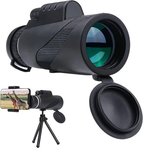 80x100 High Powered Monocular Telescope for Smartphone, AMESEDAK Compact & Portable High Definition Monocular for Adults with Low Night Vision, High Powered Telescope with Smartphone Adapter in Kuwait