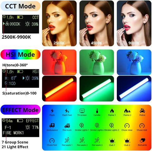 Light Wand Photography,Handheld LED Light Wand,Magnetic YELANGU LED Video Light Stick 5200mAh Rechargeable 21 RGB Effect 2500K-9900K Dimmable 1200 Lm with Aluminum Body for Light Painting YouTube Vlog in Kuwait