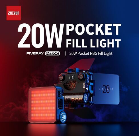 ZHIYUN FIVERAY M20 Combo LED Video Light Bi - Color LED 2700K- 6500K DynaVort Cooling System Mark II with Radiant Full-Color RGB Glow in Kuwait
