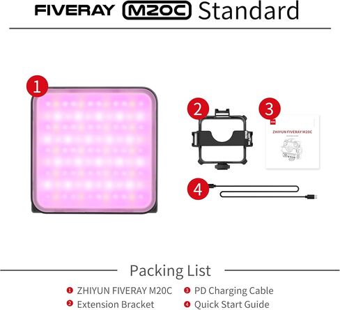 ZHIYUN FIVERAY M20 Combo LED Video Light Bi - Color LED 2700K- 6500K DynaVort Cooling System Mark II with Radiant Full-Color RGB Glow in Kuwait