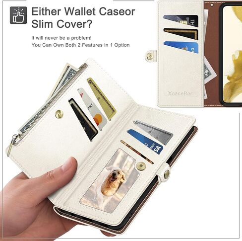 حافظة XcaseBar لهاتف Samsung Galaxy S23 Ultra مع سحاب 【RFID Blocking】 حامل بطاقة الائتمان، حافظة هاتف من جلد البولي يوريثان قابلة للطي وغطاء مقاوم للصدمات للنساء والرجال لهاتف Samsung S23Ultra باللون الأحمر الخمري in Kuwait