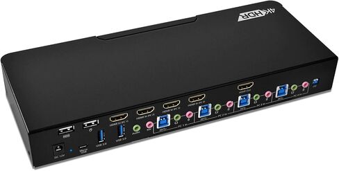 gofanco Prophecy HDMI 2.0a KVM Switch 4 Port – 4K @60Hz 4:4:4, HDR, 18Gbps, 3D, HDCP 2.2/1.4 - USB Keyboard/Mouse Plus USB 3.0 Hub, Audio in and Out, Hotkeys - KVM Switch 4 Computers (PRO-KVMaud4Pv2) in Kuwait