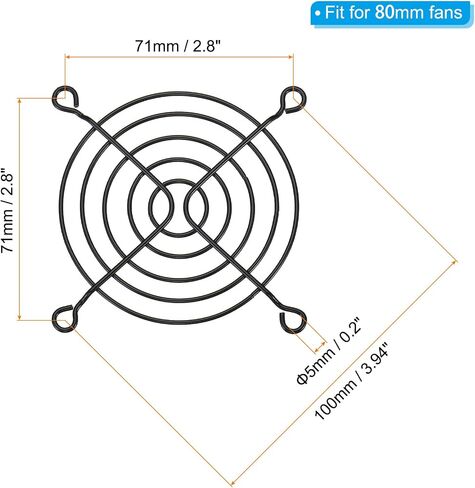 PATIKIL 80mm Fan Finger Grill، 8 Pack Metal Grill Protector Guard غطاء واقي لمراوح العادم 80x80mm لمعدات الكمبيوتر DIY، أسود in Kuwait