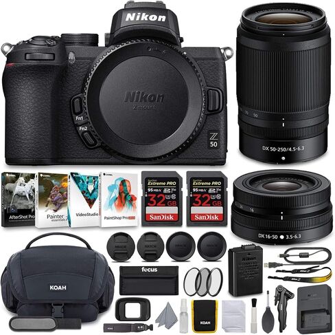 Nikon Z 50 DX-Format Mirrorless Camera Bundle with Nostrand Avenue Camera System Gadget Bag, Software Suite v3, 3-Piece 62mm UV/CPL/ND Filter Kit and 32GB SD Memory Card (5 Items) in Saudi Arabia