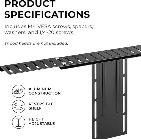 HumanCentric DSLR Monitor Mount Extra Large, Desk Camera, Webcam & Mic | Microphone Shelf for Monitor VESA Arm, Replace Clamp Tripods, 100x100mm Patterns, Aluminum, Hardware Included in Saudi Arabia
