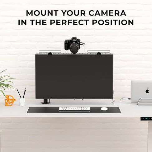 HumanCentric DSLR Monitor Mount Extra Large, Desk Camera, Webcam & Mic | Microphone Shelf for Monitor VESA Arm, Replace Clamp Tripods, 100x100mm Patterns, Aluminum, Hardware Included in Saudi Arabia