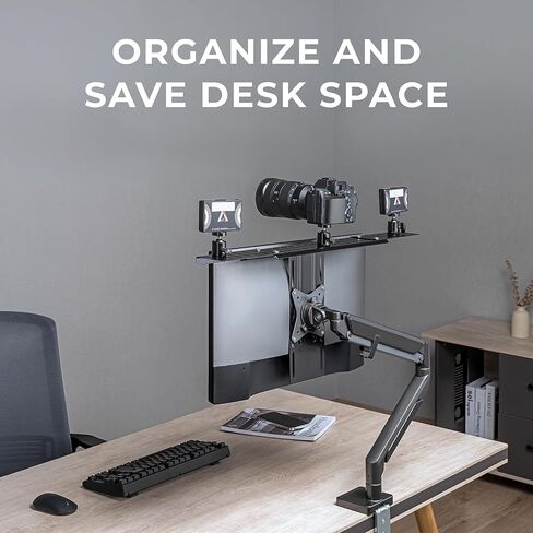 HumanCentric DSLR Monitor Mount Extra Large, Desk Camera, Webcam & Mic | Microphone Shelf for Monitor VESA Arm, Replace Clamp Tripods, 100x100mm Patterns, Aluminum, Hardware Included in Saudi Arabia