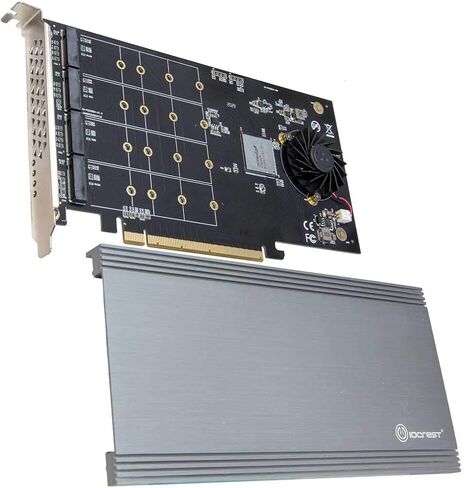 Syba Quad M.2 NVMe Ports to PCIe 3.0 x16 Interface x8 Bandwidth Bifurcation Riser Controller - Support Non-Bifurcation Motherboard (SI-PEX40157) in Kuwait