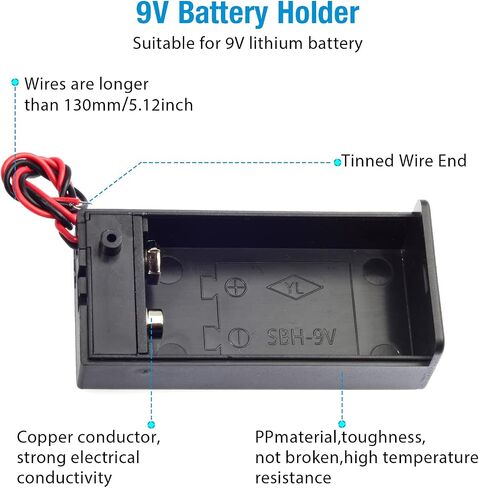 QTEATAK 2pcs 9v Battery Holder with Switch and Lead Wires in Saudi Arabia