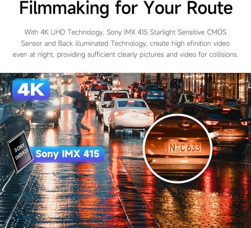 DDPAI Dash Cam 4K Front 3840x2160، مدمج 5G WiFi GPS، كاميرا تخزين 64G للسيارة، لا حاجة إلى بطاقة SD إضافية، مستشعر Sony IMX 415 STARVIS، رؤية ليلية، مستشعر G، تسجيل حلقي، تقنية AR Mini5 in Kuwait