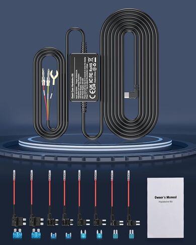 OMBAR Dash Cam Hardwire Kit, 11.5ft Micro USB Hard Wire Kit Fuse for Dashcam, 12V-24V to 5V Car Dash Camera Charger Power Cord, Low Voltage Protection, Enable Parking Mode for DC21, DC42 in Kuwait