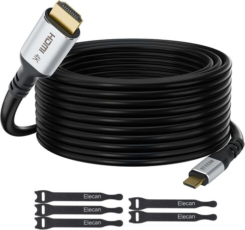 Elecan USB C to HDMI Cable 20 Ft, 4K@60Hz HDR, Gold-Plated Braided High-Speed USB 3.1 Type-C to HDMI 2.0 Cord Thunderbolt 3 Compatible for Galaxy MacBook Pro/Air iPad Pro Surface Dell HP with 5 Ties in Kuwait