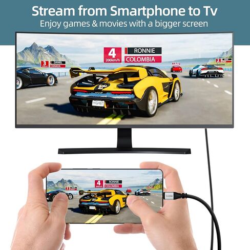 Elecan USB C to HDMI Cable 20 Ft, 4K@60Hz HDR, Gold-Plated Braided High-Speed USB 3.1 Type-C to HDMI 2.0 Cord Thunderbolt 3 Compatible for Galaxy MacBook Pro/Air iPad Pro Surface Dell HP with 5 Ties in Kuwait