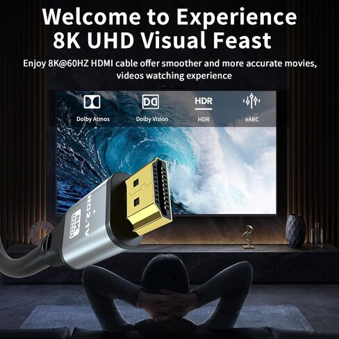 8K HDMI Cable 3 FT 3-Pack, 48Gbps 8K@60Hz 4K@120Hz, HDCP 2.2 & 2.3, DTS:X, HDR 10 Compatible with Roku TV/eARC/3D/PS5/HDTV/Laptop/Blu-ray High Speed HDMI Cable in Kuwait