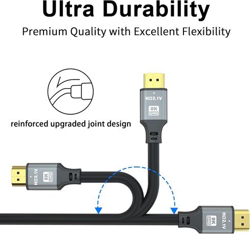 8K HDMI Cable 3 FT 3-Pack, 48Gbps 8K@60Hz 4K@120Hz, HDCP 2.2 & 2.3, DTS:X, HDR 10 Compatible with Roku TV/eARC/3D/PS5/HDTV/Laptop/Blu-ray High Speed HDMI Cable in Kuwait