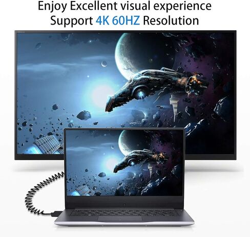 Duttek 4K Mini HDMI to HDMI Coiled Cable 1FT-4FT, Ultra-Thin HDMI to Mini HDMI Cable Support 4K Ultra HD, 1080p, 3D,for Projector, Monitor, Camcorder in Saudi Arabia