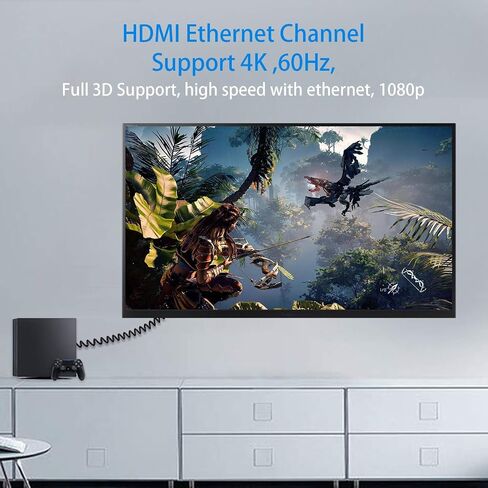 Duttek 4K Mini HDMI to HDMI Coiled Cable 1FT-4FT, Ultra-Thin HDMI to Mini HDMI Cable Support 4K Ultra HD, 1080p, 3D,for Projector, Monitor, Camcorder in Saudi Arabia