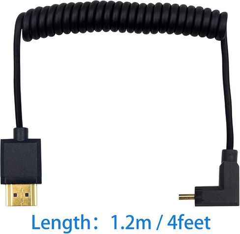 Duttek 4K Mini HDMI to HDMI Coiled Cable 1FT-4FT, Ultra-Thin HDMI to Mini HDMI Cable Support 4K Ultra HD, 1080p, 3D,for Projector, Monitor, Camcorder in Saudi Arabia