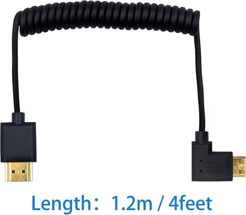 Duttek 4K Mini HDMI to HDMI Coiled Cable 1FT-4FT, Ultra-Thin HDMI to Mini HDMI Cable Support 4K Ultra HD, 1080p, 3D,for Projector, Monitor, Camcorder in Kuwait