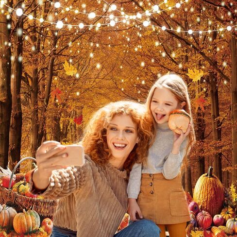 7x5ft Fall Photography Backdrop Autumn Maple Forest Leaves Pumpkin Party Background Thanksgiving Party Supplies Farm Harvest Event Banner Thanksgiving Photo Booth Props in Saudi Arabia