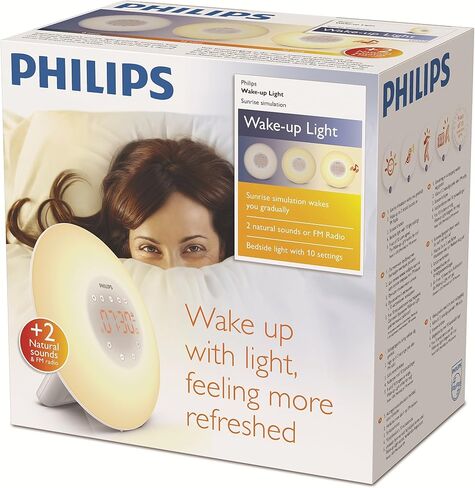 PHILIPS Wake-up Light, Sunrise Simulation, 2 Natural Sounds, FM Radio & Bedside Lamp, HF3505/60 in Saudi Arabia