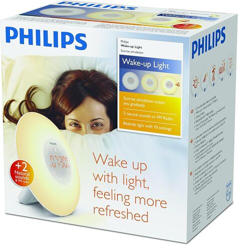 PHILIPS Wake-up Light, Sunrise Simulation, 2 Natural Sounds, FM Radio & Bedside Lamp, HF3505/60 in Saudi Arabia