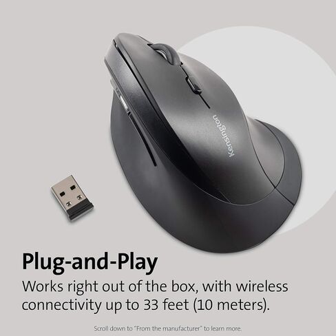 Kensington Ergonomic Vertical Wireless Mouse (K75575WW), Grey/Black in Saudi Arabia