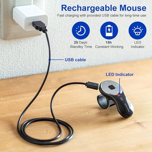SANWA Bluetooth Finger Ring Mouse, Wireless Presentation Clicker Mouse, Rechargeable Handheld Mini Mouse, 1200 DPI, Wearable Remote mice PPT Slides Compatible with PC Laptop MacOS Windows iOS in Kuwait