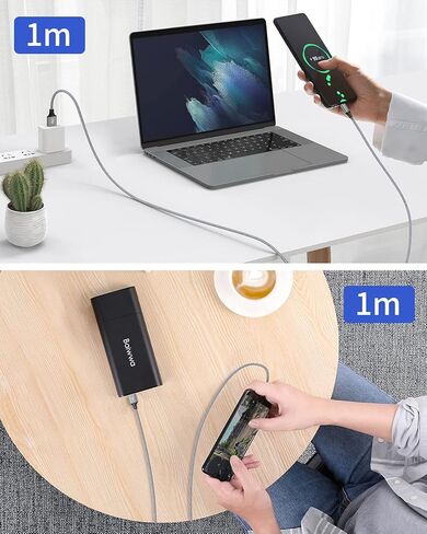 كابل Baiwwa USB C شحن سريع [عبوة من قطعتين، 3 أقدام]، كابل USB A إلى النوع C سلك شاحن مضفر لهاتف iPhone 15/15 Pro/15 Plus/15 Pro Max Samsung Galaxy S22 S21 S20 S10 Ultra Plus A71 A51 A20 A13 A11 ( رمادي) in Kuwait