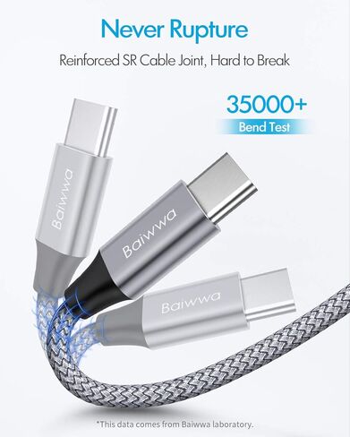 كابل Baiwwa USB C شحن سريع [عبوة من قطعتين، 3 أقدام]، كابل USB A إلى النوع C سلك شاحن مضفر لهاتف iPhone 15/15 Pro/15 Plus/15 Pro Max Samsung Galaxy S22 S21 S20 S10 Ultra Plus A71 A51 A20 A13 A11 ( رمادي) in Kuwait