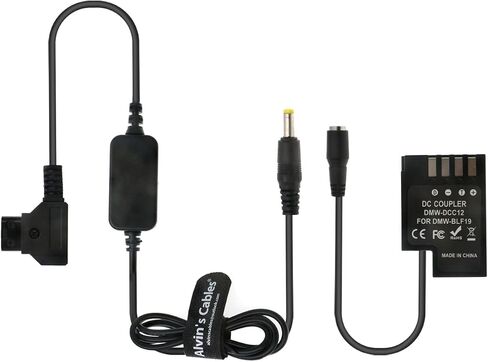 Alvin's Cables D-Tap to DMW DCC12 DC Coupler Coiled Cable DMW-BLF19 Dummy Battery Adapter for Panasonic DMC GH3 GH4 GH5 GH5s Camera in Kuwait