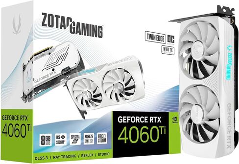 ZOTAC Gaming GeForce RTX 4060 Ti 8GB Twin Edge OC White Edition DLSS 3 8GB GDDR6 128-bit 18 Gbps PCIE 4.0 Compact Graphics Card, IceStorm 2.0 Advanced Cooling, Spectra RGB Lighting, ZT-D40610Q-10M in Saudi Arabia