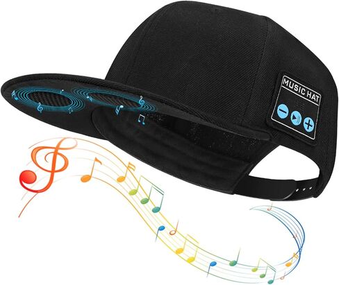 قبعة مع مكبر صوت بلوتوث قابل للتعديل بمنفذ USB نوع سي، قبعة بلوتوث لاسلكية ذكية للرياضة في الهواء الطلق، قبعة بيسبول للرجال/النساء/الفتيان/الفتيات، اسود in Kuwait