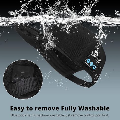 قبعة مع مكبر صوت بلوتوث قابل للتعديل بمنفذ USB نوع سي، قبعة بلوتوث لاسلكية ذكية للرياضة في الهواء الطلق، قبعة بيسبول للرجال/النساء/الفتيان/الفتيات، اسود in Kuwait